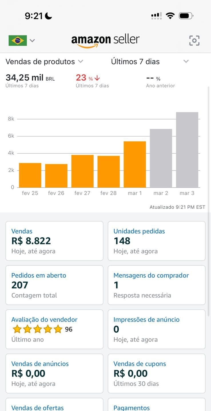 Painel de faturamento de Lucas Ribeiro — Desempenho